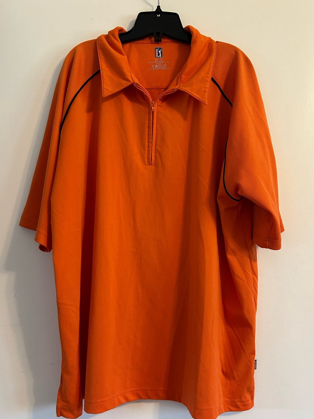 PGA Tour Bright Orange Short-Sleeve Zip Polo Men’s Size XL
